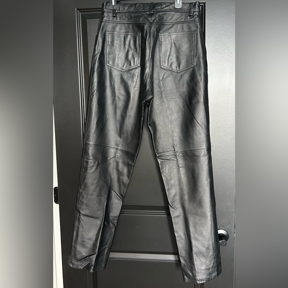 Vintage Newport News Black Leather Jeans size 12 tall EUC - Picture 2 of 6